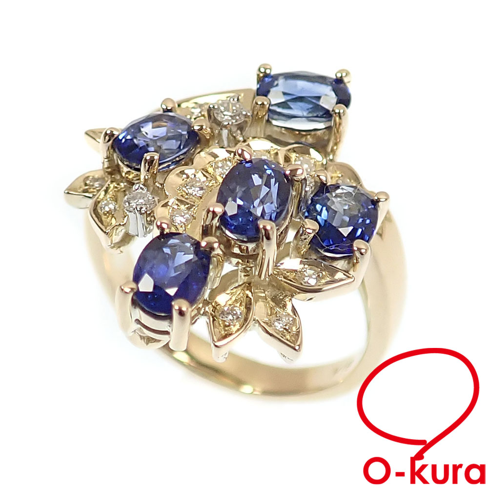 【中古】 タンザナイト ダイヤモンド リング レディース K18YG Pt900 10号 1.60ct 0.20ct 7.7g 18金 イエローゴールド 750 プラチナ 指輪