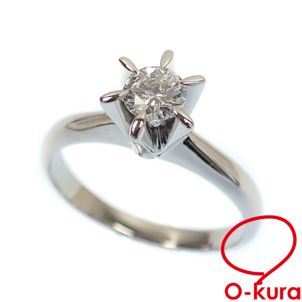 【中古】 ダイヤモンド リング レディース Pt900 17号 0.414ct 5.9g プラチナ 一粒 立爪 指輪