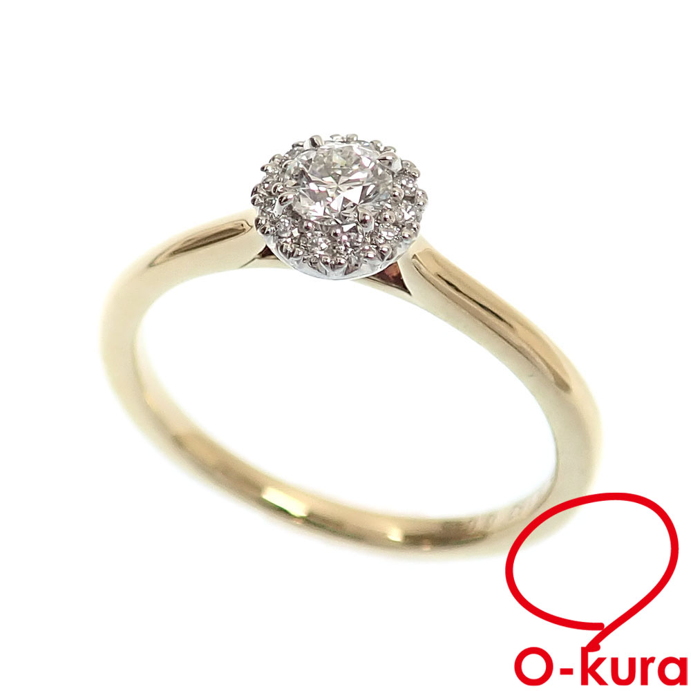 【中古】 ダイヤモンド リング レディース K18YG Pt950 10号 0.182ct/0.048ct 2.7g 18金 イエローゴールド 750 プラチナ 指輪