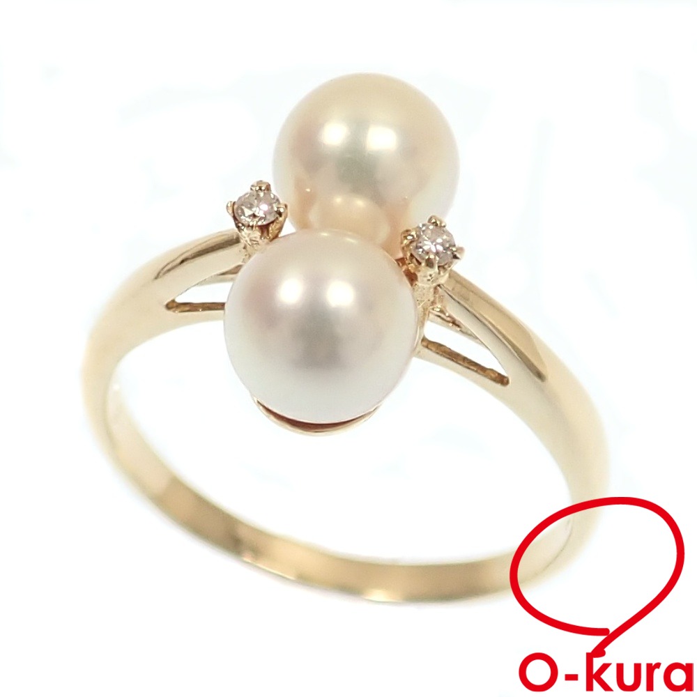 【中古】 パール ダイヤモンド リング レディース K18YG 11.5号 6mm 0.03ct 2.7g 18金 イエローゴールド 750 指輪 真珠