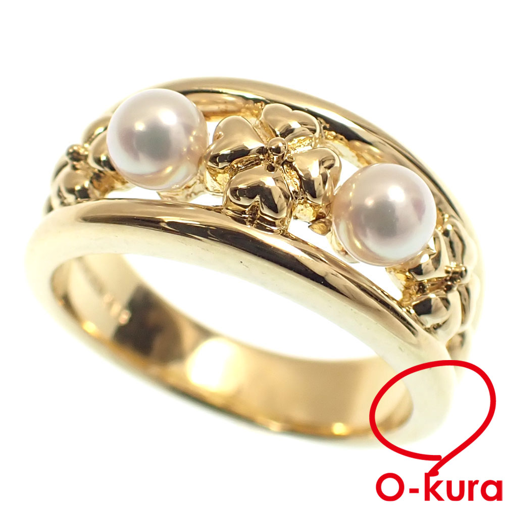 【中古】 ミキモト パール リング レディース K18YG 12号 4.0mm 8.0g 18金 750 イエローゴールド 真珠 指輪