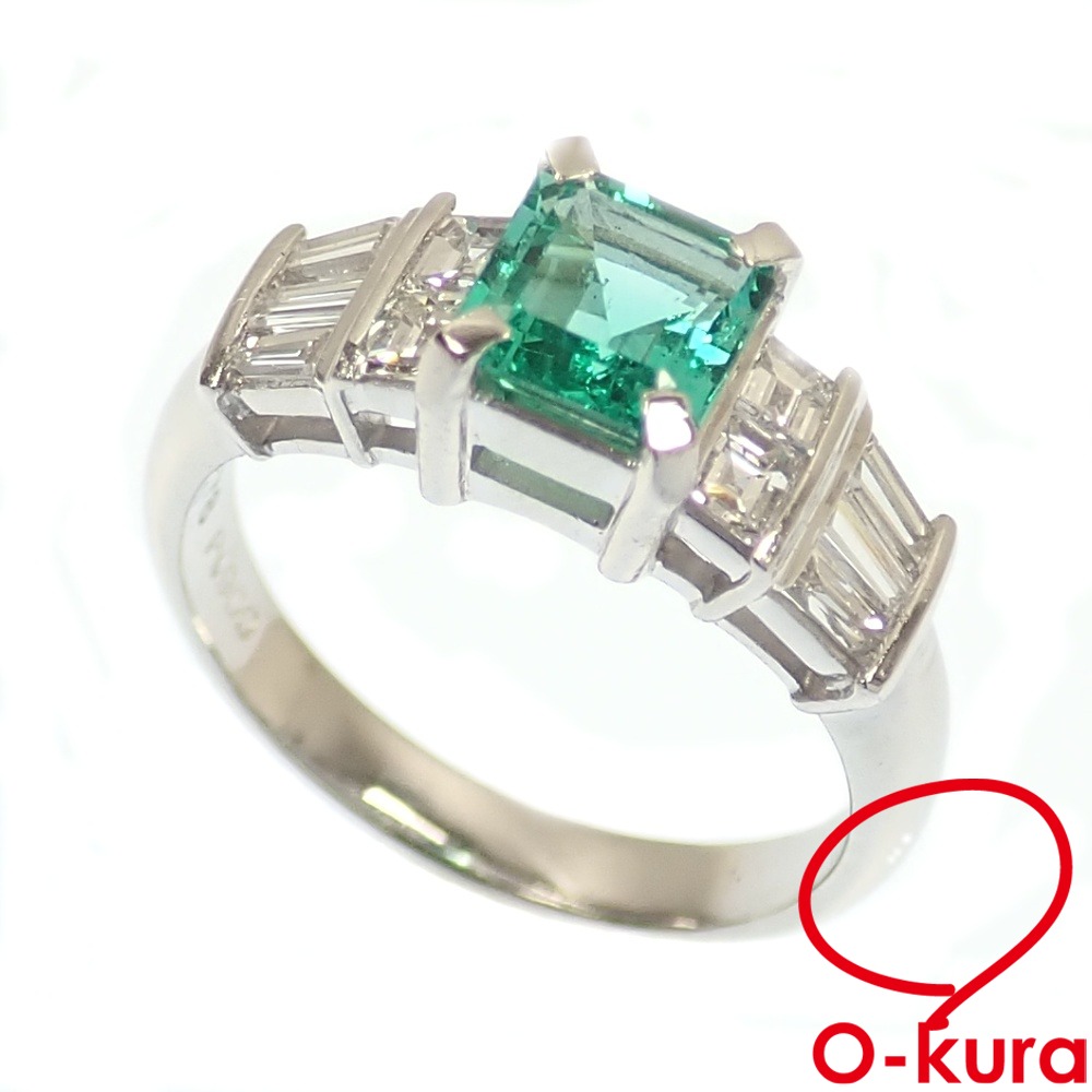 【中古】 エメラルド ダイヤモンド リング レディース Pt900 11.5号 0.78ct D0.61ct 5.6g プラチナ 指輪
