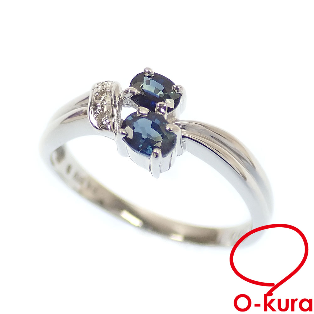 【中古】 サファイア ダイヤモンド リング レディース K18WG 12号 0.02ct 2.2g 18金 ホワイトゴールド 750 指輪