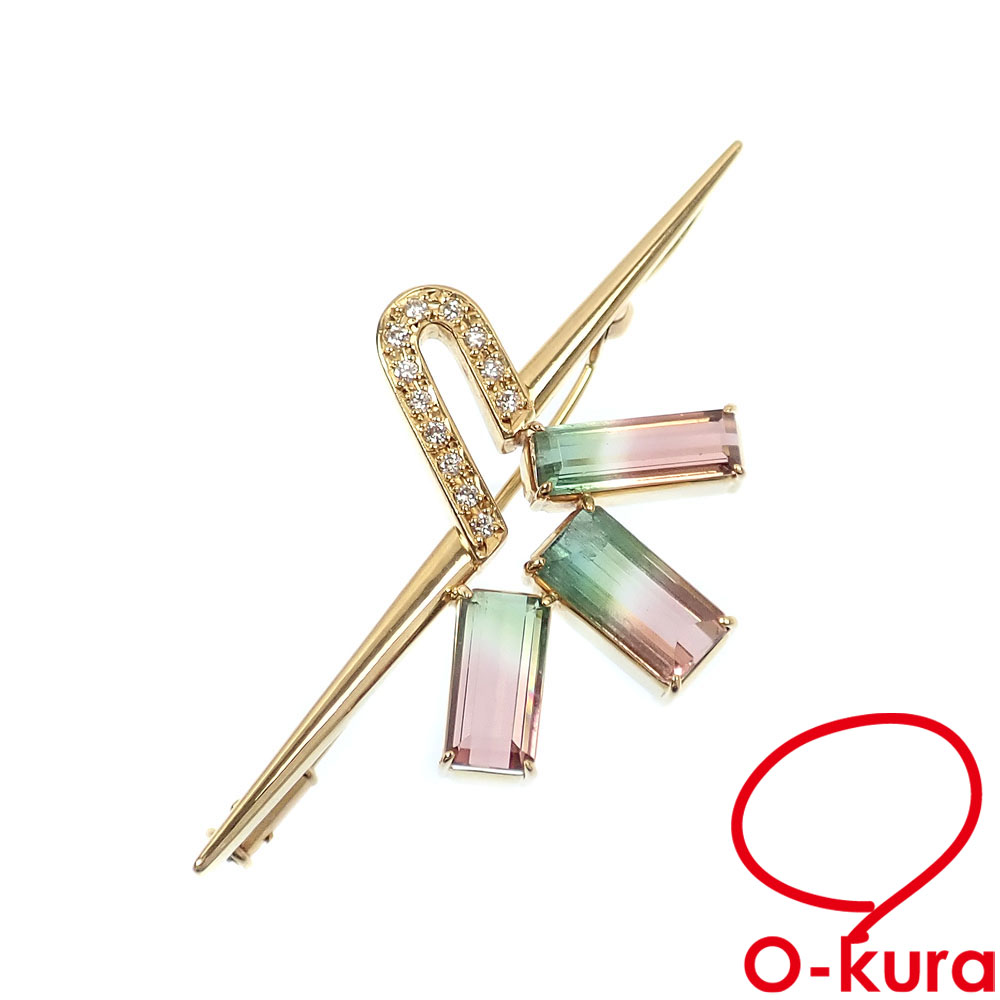 【中古】 パーティーカラード トルマリン ダイヤモンド ペンダントトップ レディース K18YG 4.06ct D0.12ct 7.2g 18金 イエローゴールド 750 兼ブローチ ペンダントヘッド