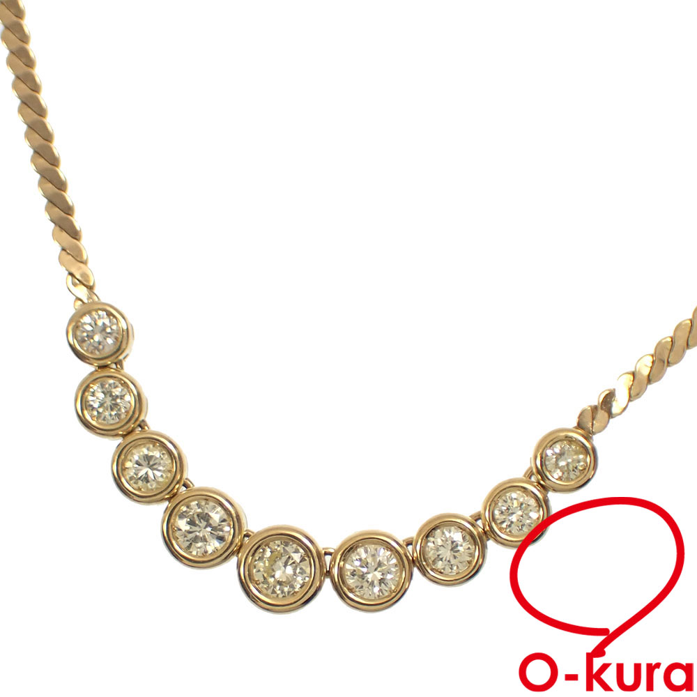 【中古】 ダイヤモンド ネックレス レディース K18YG 8.7g 18金 750 イエローゴールド