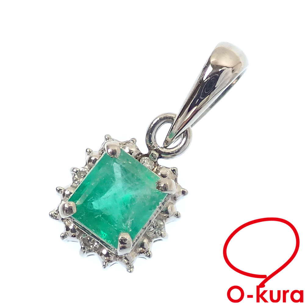 【中古】 エメラルド ダイヤモンド ペンダントトップ レディース Pt900 0.63ct 1.7g プラチナ ペンダントヘッド