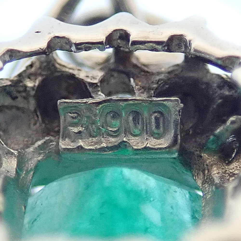 中古】 エメラルド ダイヤモンド ペンダントトップ レディース Pt900