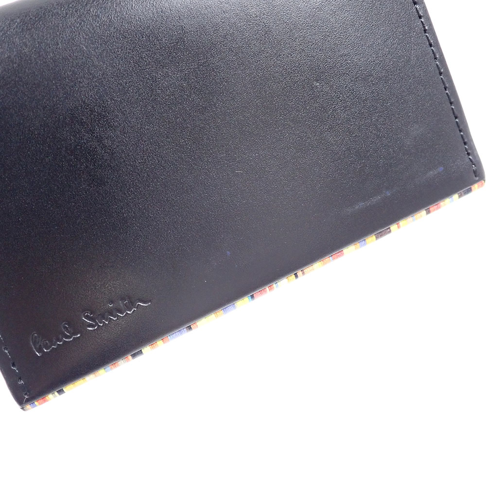 中古】 ポールスミス 二つ折り カードケース メンズ ブラック 黒