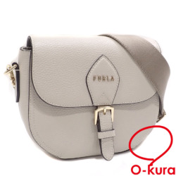 【中古】 フルラ ショルダーバッグ レディース グレー系 レザー 革 肩掛け 斜め掛け