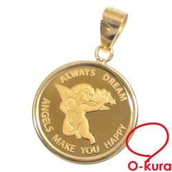 【中古】 ゴールドコイン ペンダントトップ レディース K24YG/K18YG枠 1.6g 24金 18金 750 イエローゴールド 1/25 oz エンジェル 天使