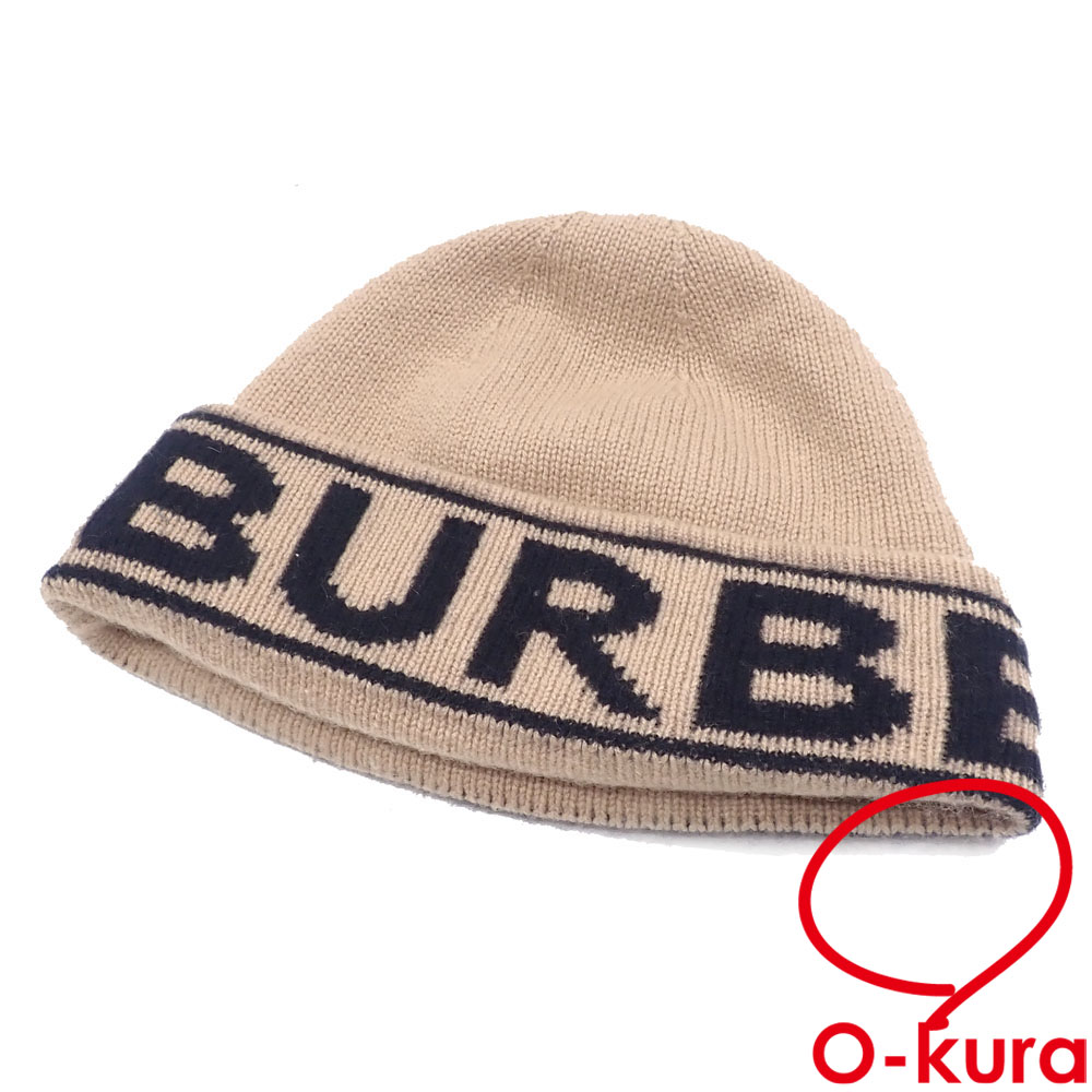 【中古】 バーバリー ニット帽 帽子 レディース カシミヤ ベージュ ブラック 8023983 ビーニー 古着 アパレル