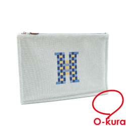 【中古】 エルメス Hティサージュ ポーチ レディース ブルー系 トワルアッシュ HERMES 小物入れ