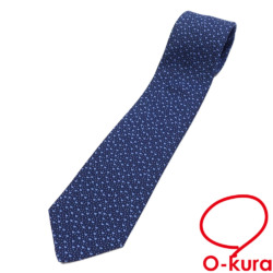 【中古】【未使用品】 エルメス ネクタイ メンズ シルク ネイビー 紺色 絹 ハート柄 総柄 古着 アパレル