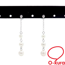 【中古】 パール ピアス レディース K14WG 3.0mm-5.0mm 1.0g 14金 ホワイトゴールド 真珠