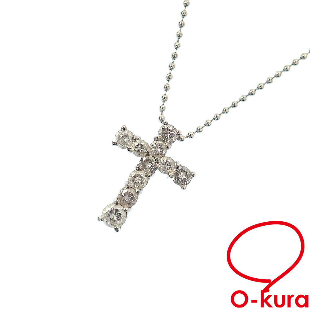 【中古】 ダイヤモンド ネックレス レディース Pt850 Pt900 0.84ct 4.5g プラチナ