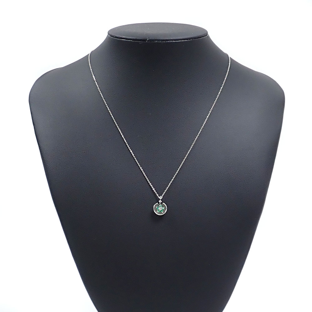 極美品　Pt950　Pt850 上質エメラルドE0.38ct ダイヤネックレス 中古】 エメラルド ダイヤモンド ネックレス レディース Pt850 Pt900