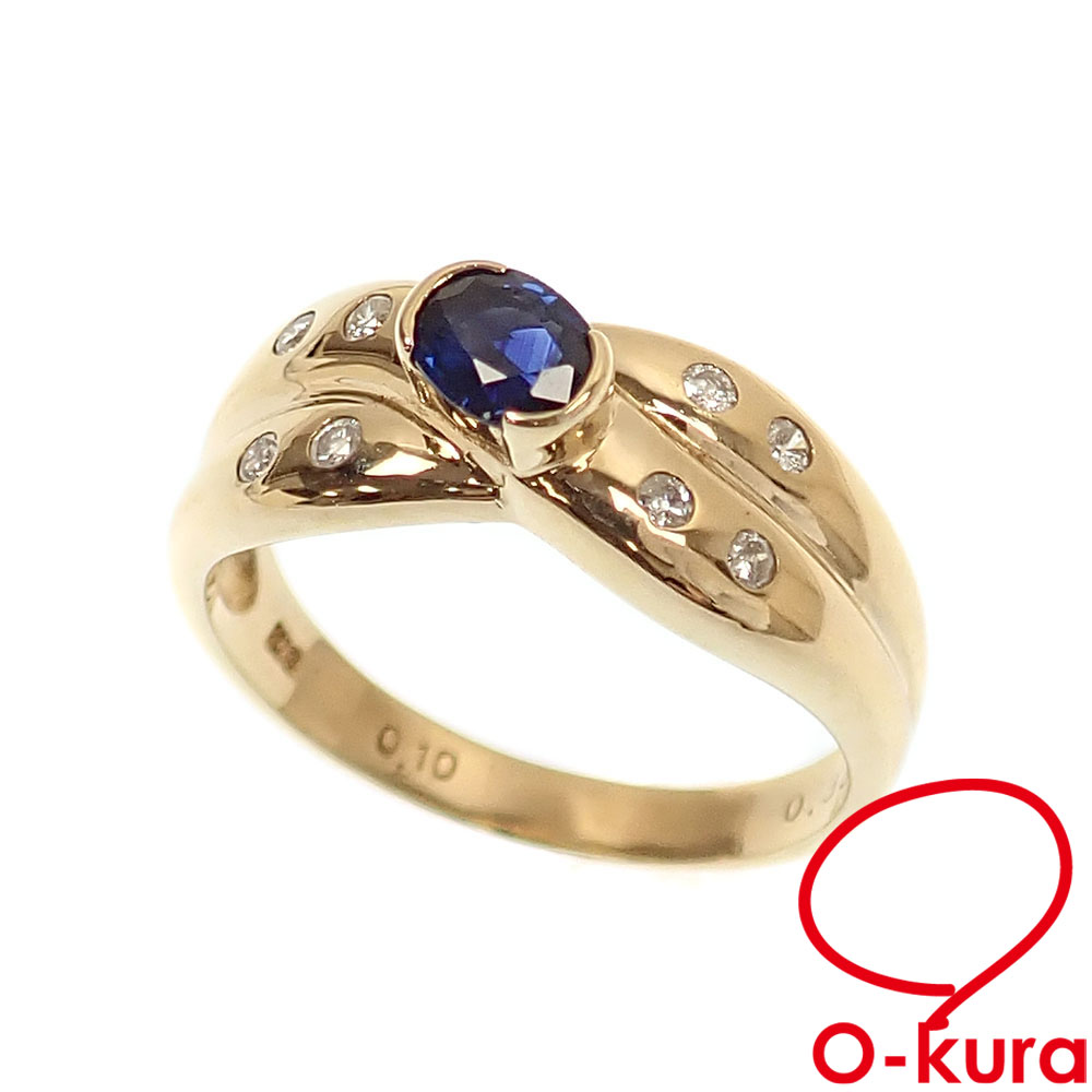 【中古】 サファイア ダイヤモンド リング レディース K18YG 11.5号 0.33ct 0.10ct 4.0g 18金 イエローゴールド 750 指輪