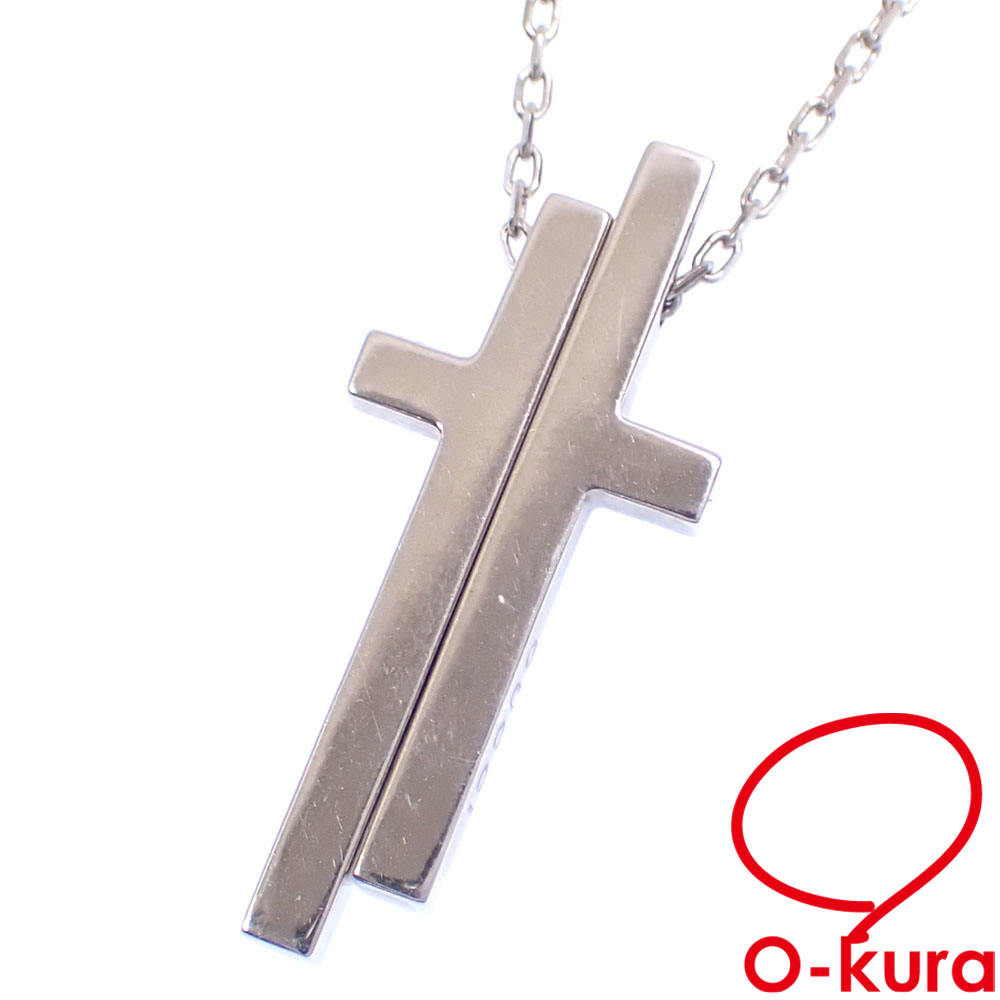 【中古】 グッチ セパレート クロスモチーフ ネックレス レディース K18WG 9.5g 18金 750 ホワイトゴールド 十字架