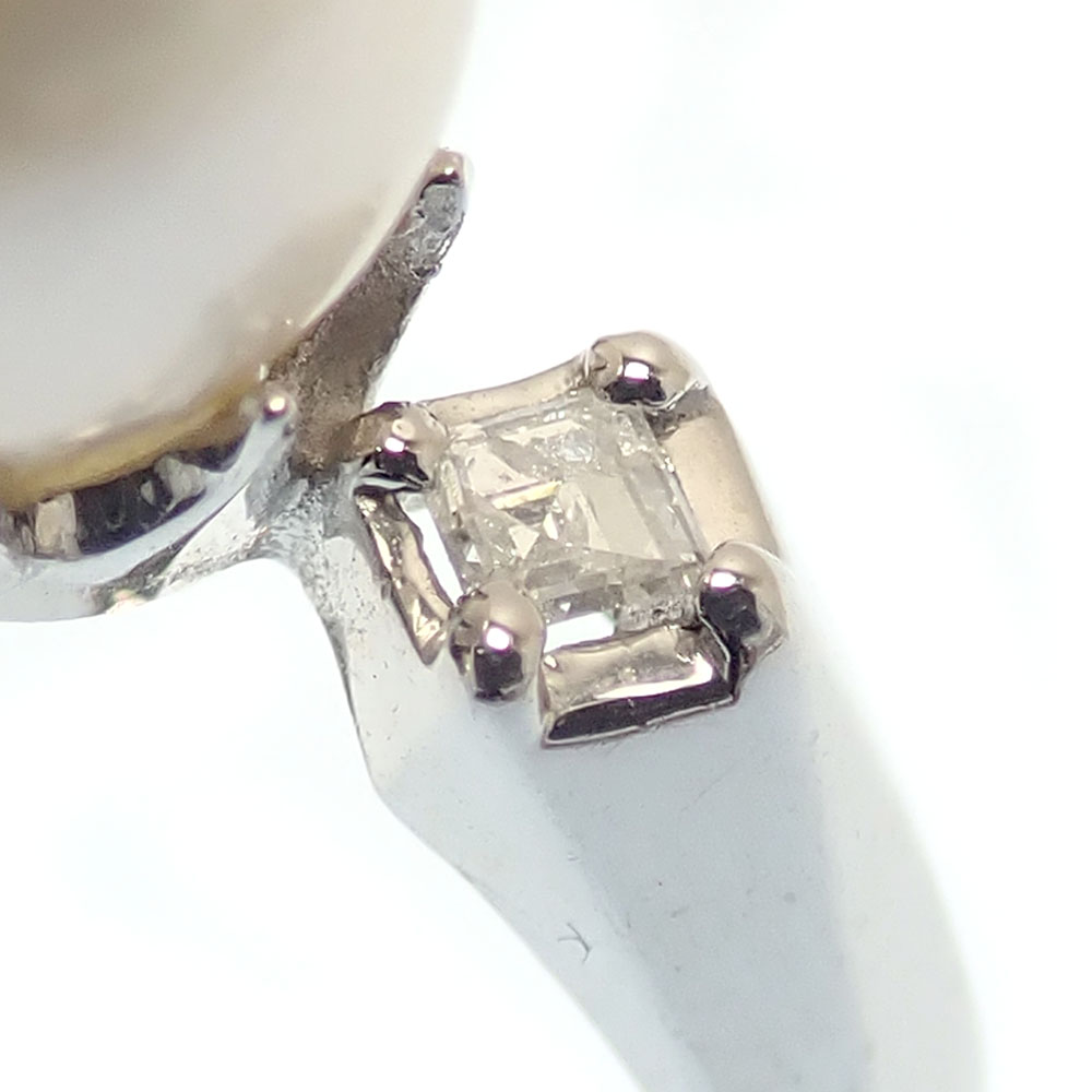 中古】 パール ダイヤモンド リング レディース Pt900 11.5号 9.0mm D0