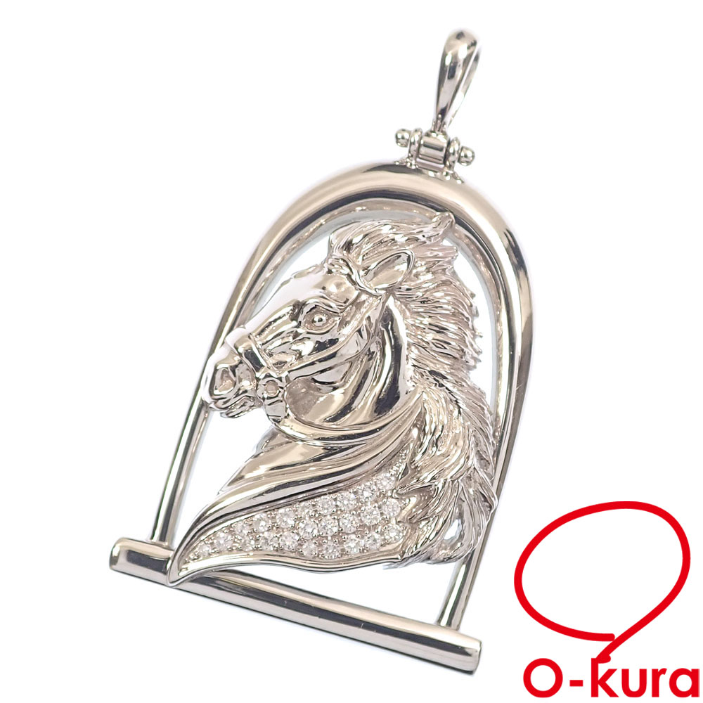 【中古】 ダイヤモンド ホースモチーフ ペンダントトップ レディース Pt900 0.64ct 24.6g プラチナ 馬 ペンダントヘッド