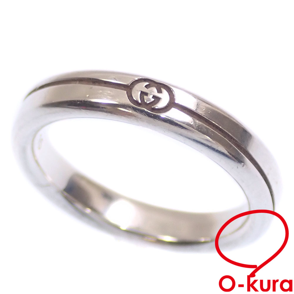 【中古】 グッチ ダイアゴナル インターロッキングG スリム リング レディース SV925 14.5号 #15 4.4g シルバー 指輪