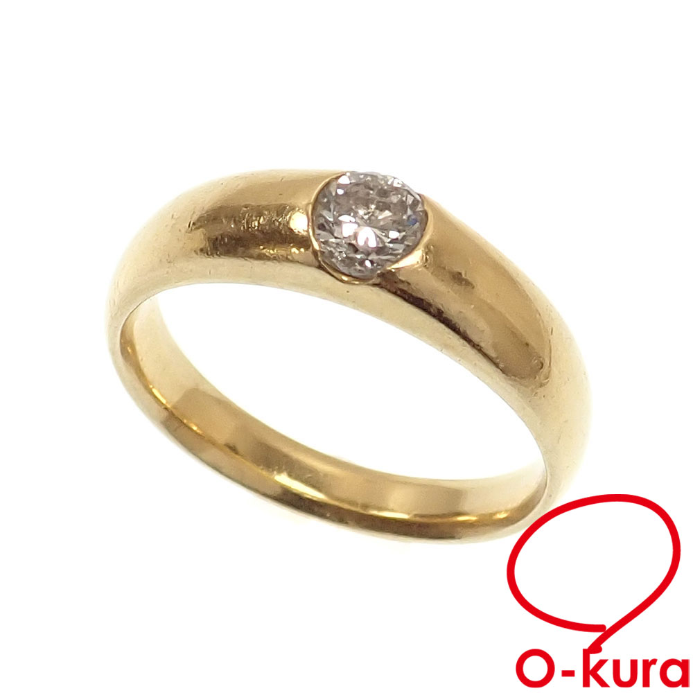 中古】 ダイヤモンド リング レディース K18YG 12.5号 0.37ct 5.4g 18