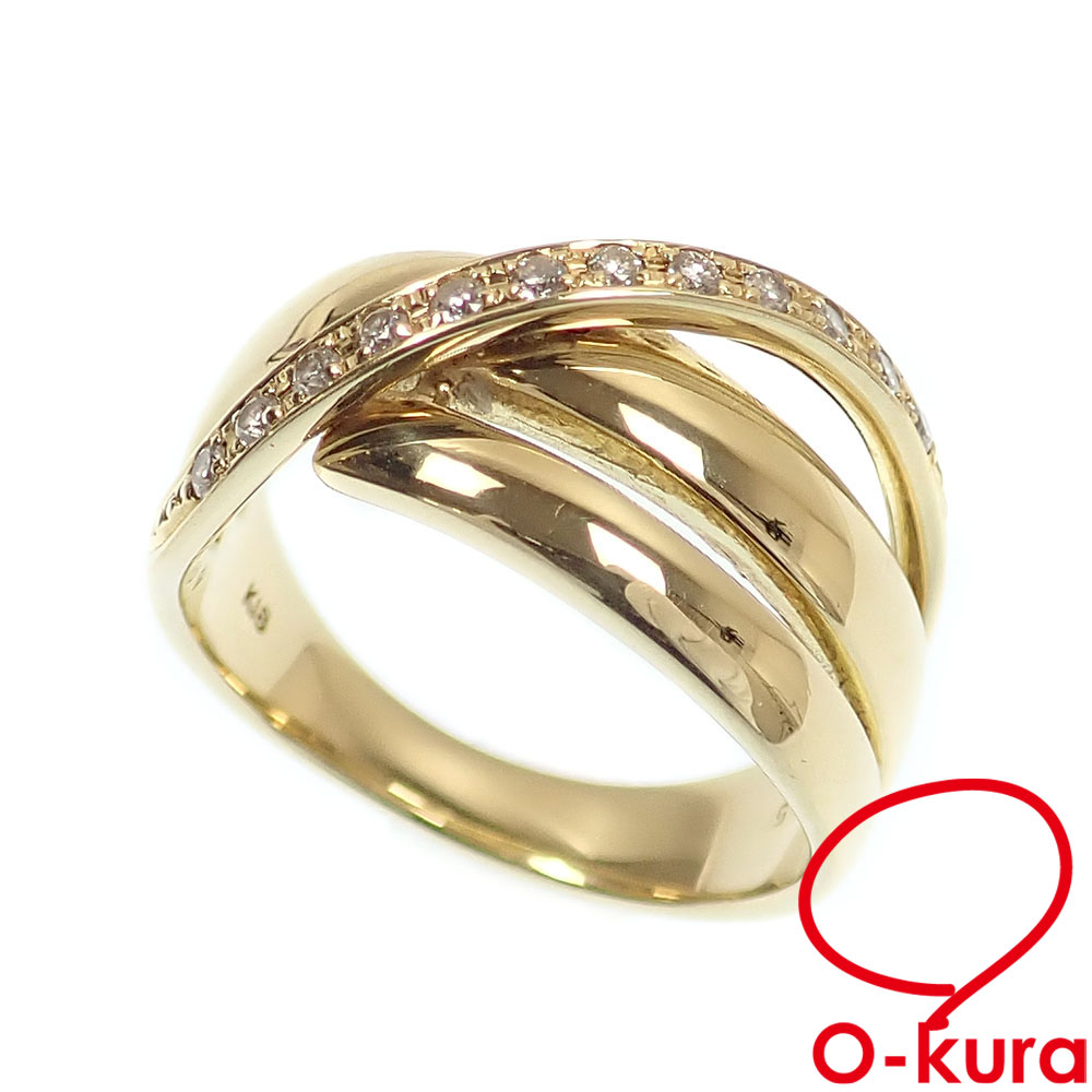 【中古】 ダイヤモンド リング レディース K18YG 12号 0.15ct 7.0g 18金 イエローゴールド 750 指輪