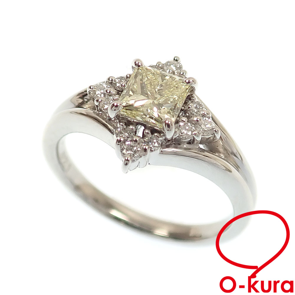 【中古】 ダイヤモンド リング レディース Pt900 13号 D0.715ct 0.21ct 7.3g プラチナ 指輪