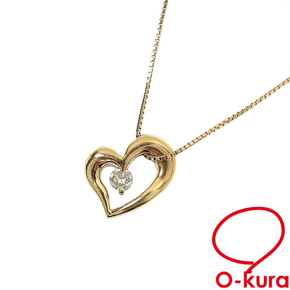 【中古】 ダイヤモンド ネックレス レディース K18YG 0.10ct 3.1g 18金 イエローゴールド 750