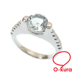 【中古】 ポンテヴェキオ アクアマリン ダイヤモンド リング レディース K18WG 7号 0.06ct 4.7g 18金 ホワイトゴールド 750 指輪