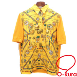 【中古】 エルメス シャツ メンズ オレンジ系 Lサイズ シルク他 半袖 プルオーバー 古着 アパレル トップス 洋服