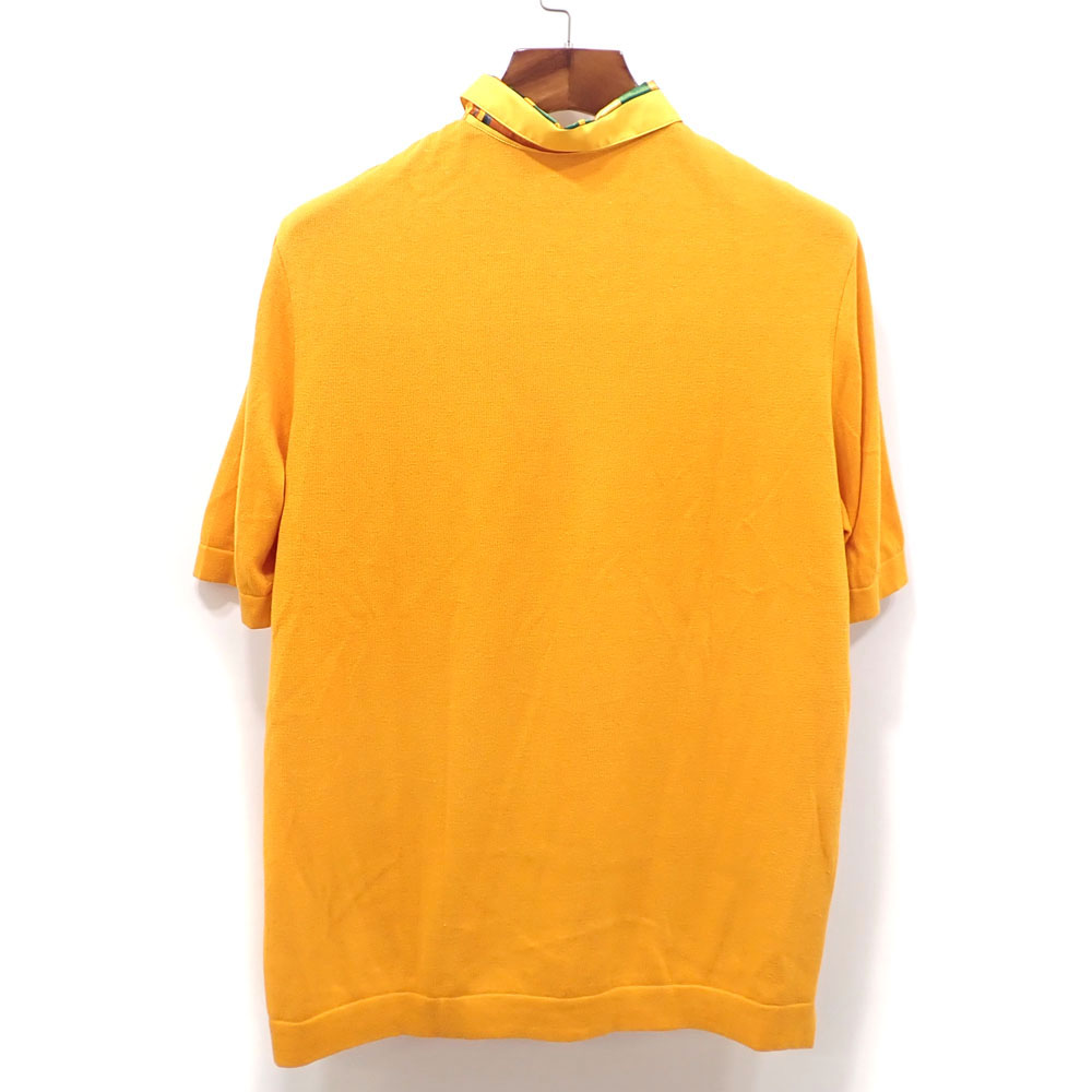 中古】 エルメス シャツ メンズ オレンジ系 Lサイズ シルク他 半袖