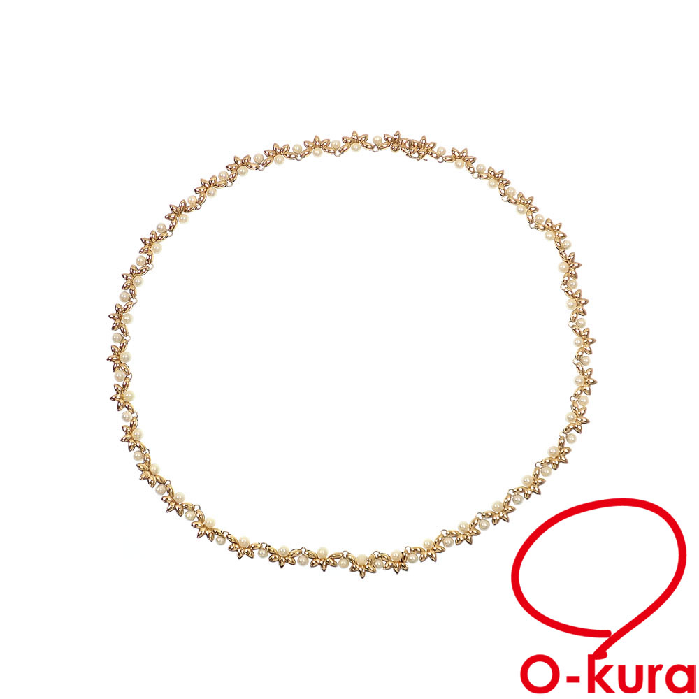 【中古】 和光 パール ネックレス レディース K18YG 約3.0mm 17.4g 18金 イエローゴールド 750 真珠