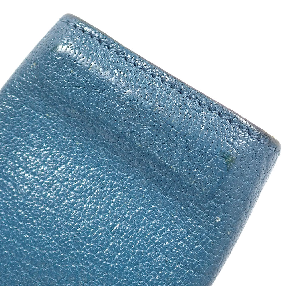 中古】 エルメス エテュイ クレ 4 4連 キーケース ブルー系 レザー □M