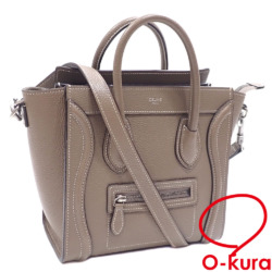 【中古】 セリーヌ ハンドバッグ ラゲージ ナノ ショッパー レディース グレージュ系 レザー 革 2WAY ショルダー 肩掛け 斜め掛け