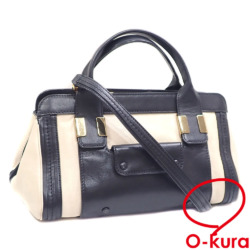 【中古】 クロエ ハンドバッグ リトルアリス レディース ブラック ホワイト 白 黒 レザー 革 2WAY ショルダー 肩掛け 斜め掛け