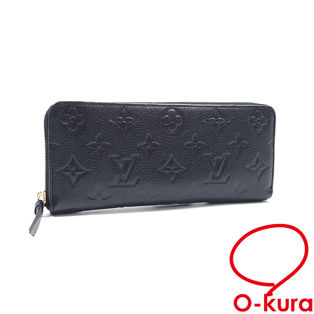 【中古】 ルイ・ヴィトン ラウンドファスナー 長財布 モノグラムアンプラント ポルトフォイユ・クレマンス レディース M60171 ブラック 黒