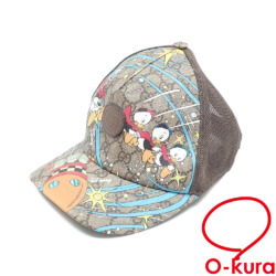 【中古】 グッチ × ディズニー ベースボールキャップ 帽子 レディース コットン他 ブラウン ベージュ Sサイズ 648843 ドナルドダック 古着 アパレル