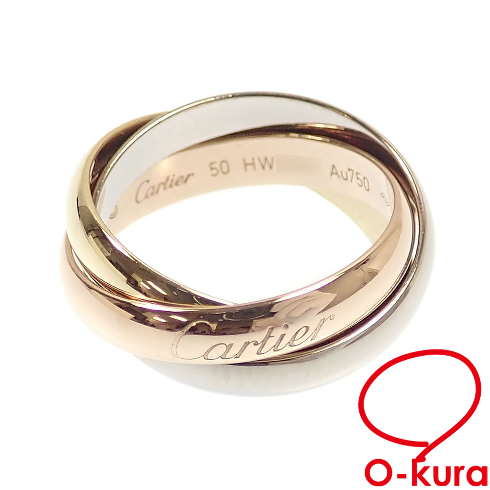 【中古】 カルティエ トリニティ リング レディース K18YG/PG/WG 10号 #50 7.4g 18金 スリーカラーゴールド 750 指輪