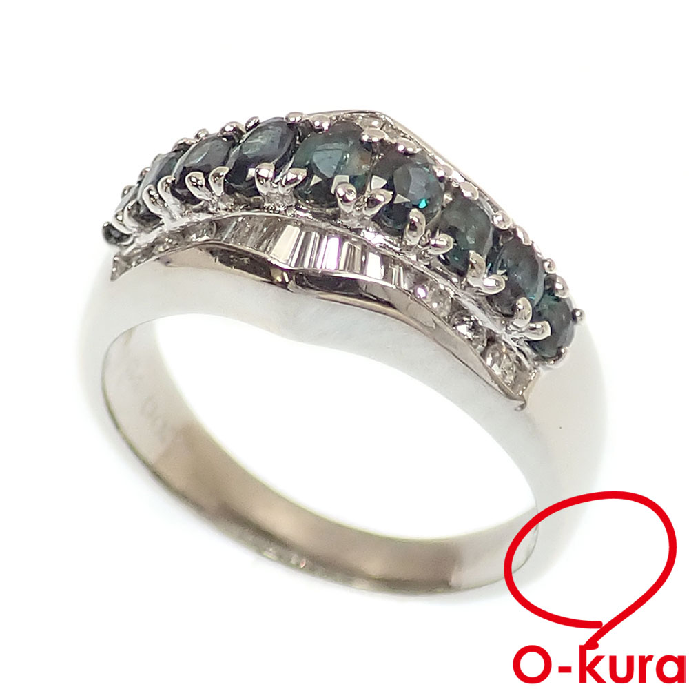【中古】 色石 ダイヤモンド リング レディース Pt900 12号 0.84ct D0.37ct 7.6g プラチナ 指輪