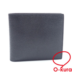 【中古】 トムブラウン 二つ折り 札入れ メンズ ブラック 黒 レザー 財布