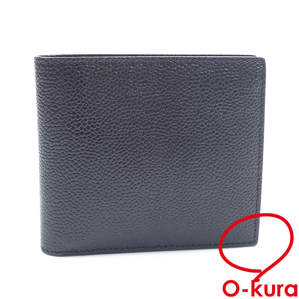 【中古】 トムブラウン 二つ折り 札入れ メンズ ブラック 黒 レザー 財布