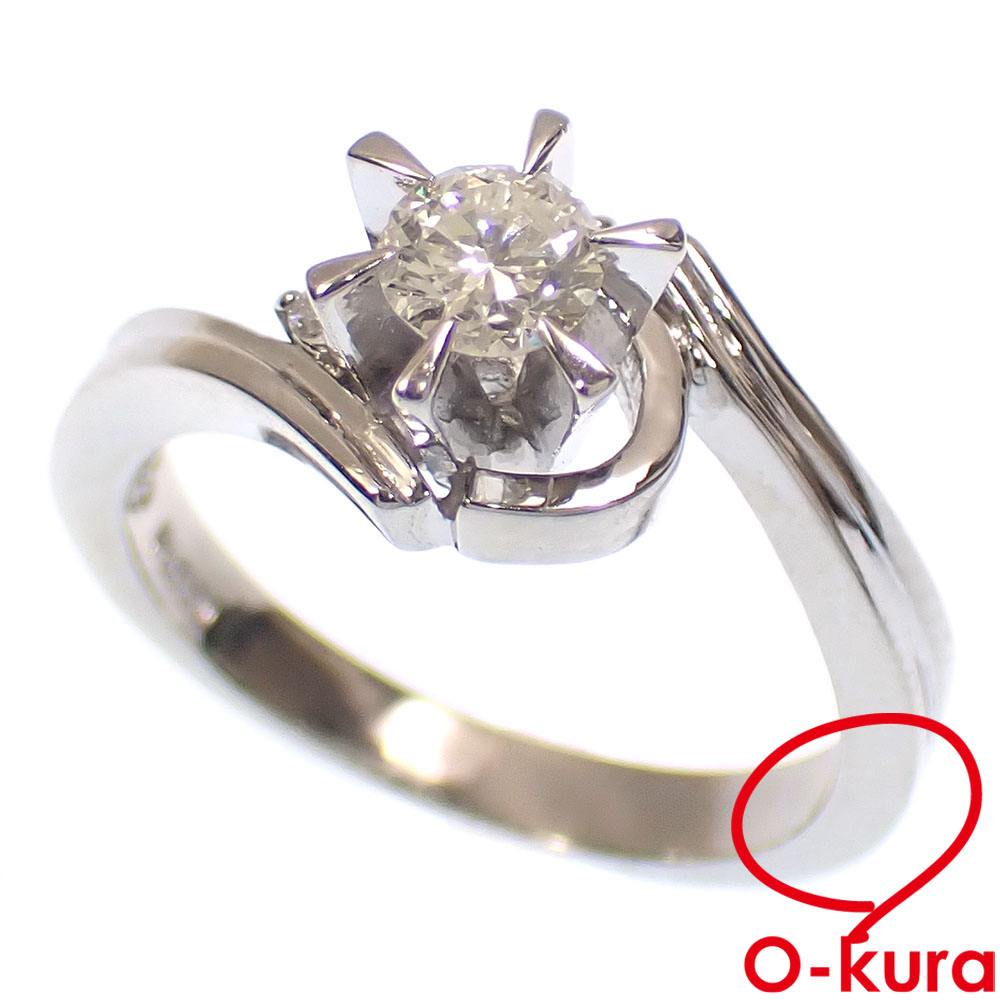【中古】 ジュエリーマキ ダイヤモンド リング レディース Pt850 10号 0.29ct/0.04ct 5.4g プラチナ 指輪