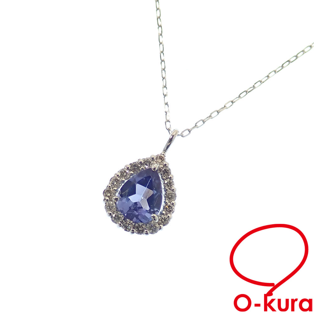 【中古】 タンザナイト ダイヤモンド ネックレス レディース Pt900 Pt950 0.30ct 0.07ct 1.2g プラチナ