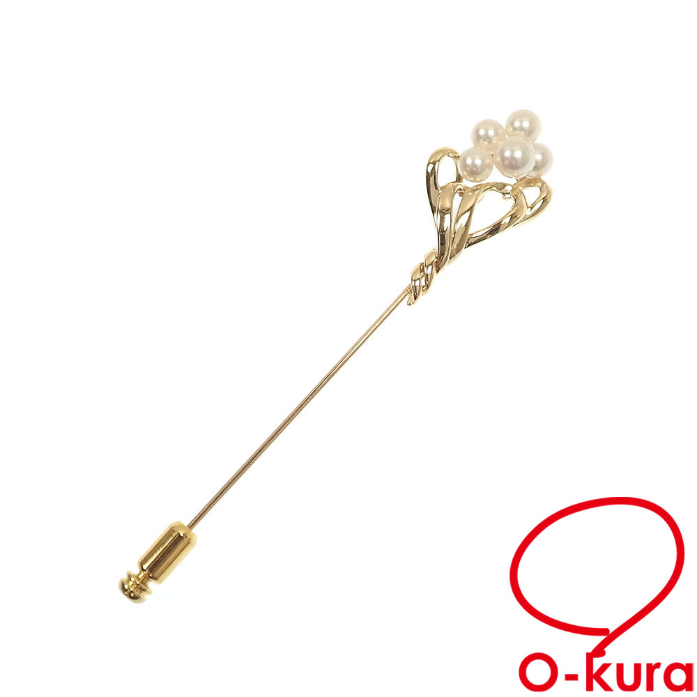 【中古】 タサキ パール ブローチ レディース K18YG 4.5mm-5.1mm 4.6g 18金 イエローゴールド 750 真珠
