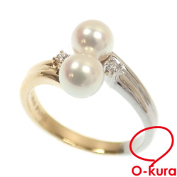【中古】 タサキ パール ダイヤモンド リング レディース K18YG Pt900 10号 5.5mm 0.02ct 3.5g 18金 イエローゴールド 750 プラチナ 真珠 指輪