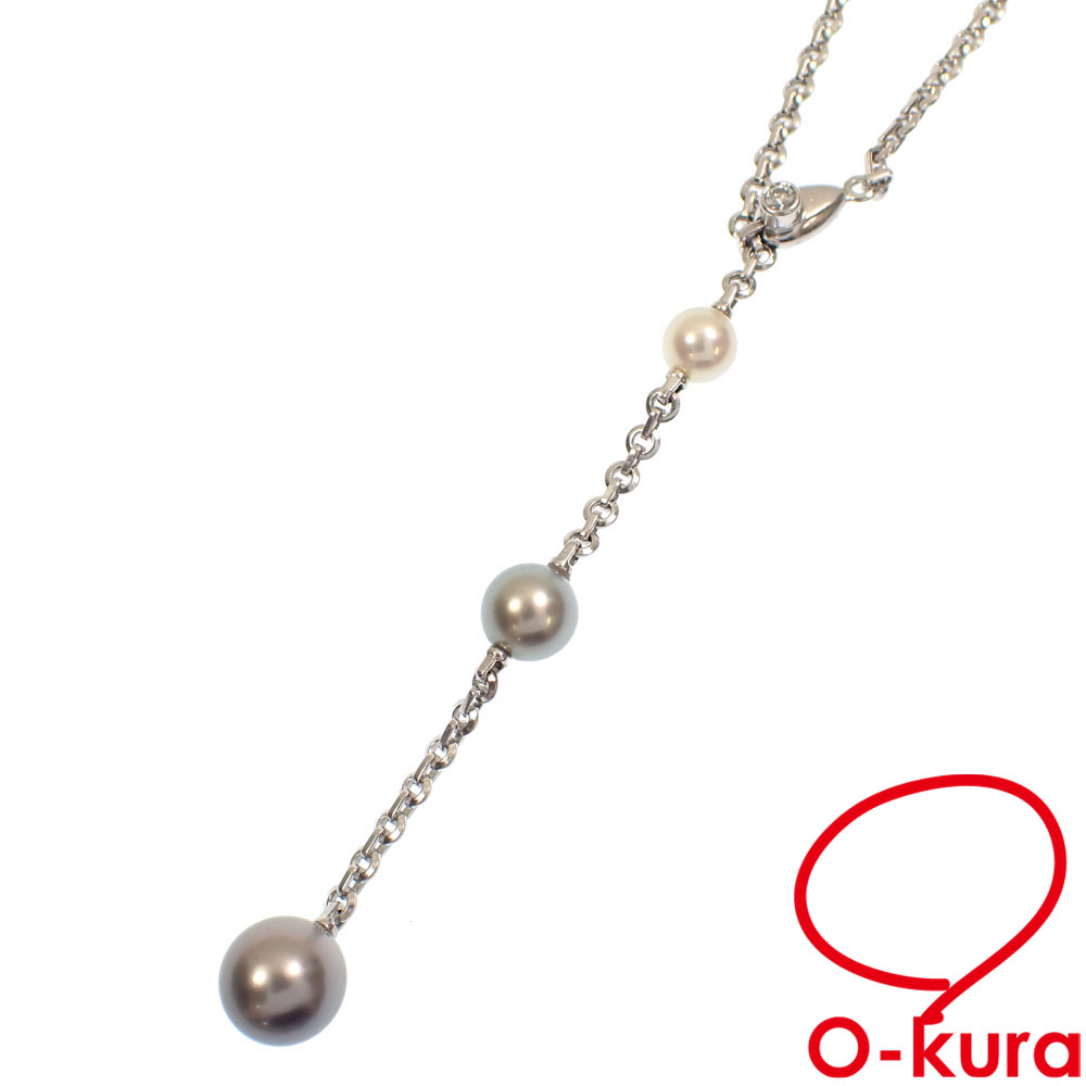 【中古】 カルティエ ソープリティ ネックレス レディース パール ダイヤモンド K18WG 21.6g 18金 ホワイトゴールド 750 真珠