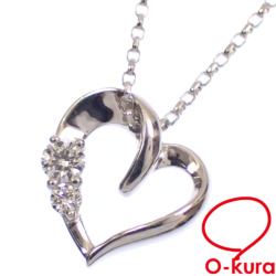 【中古】 ダイヤモンド ハートモチーフ ネックレス レディース K18WG 0.07ct 1.5g 18金 750 ホワイトゴールド