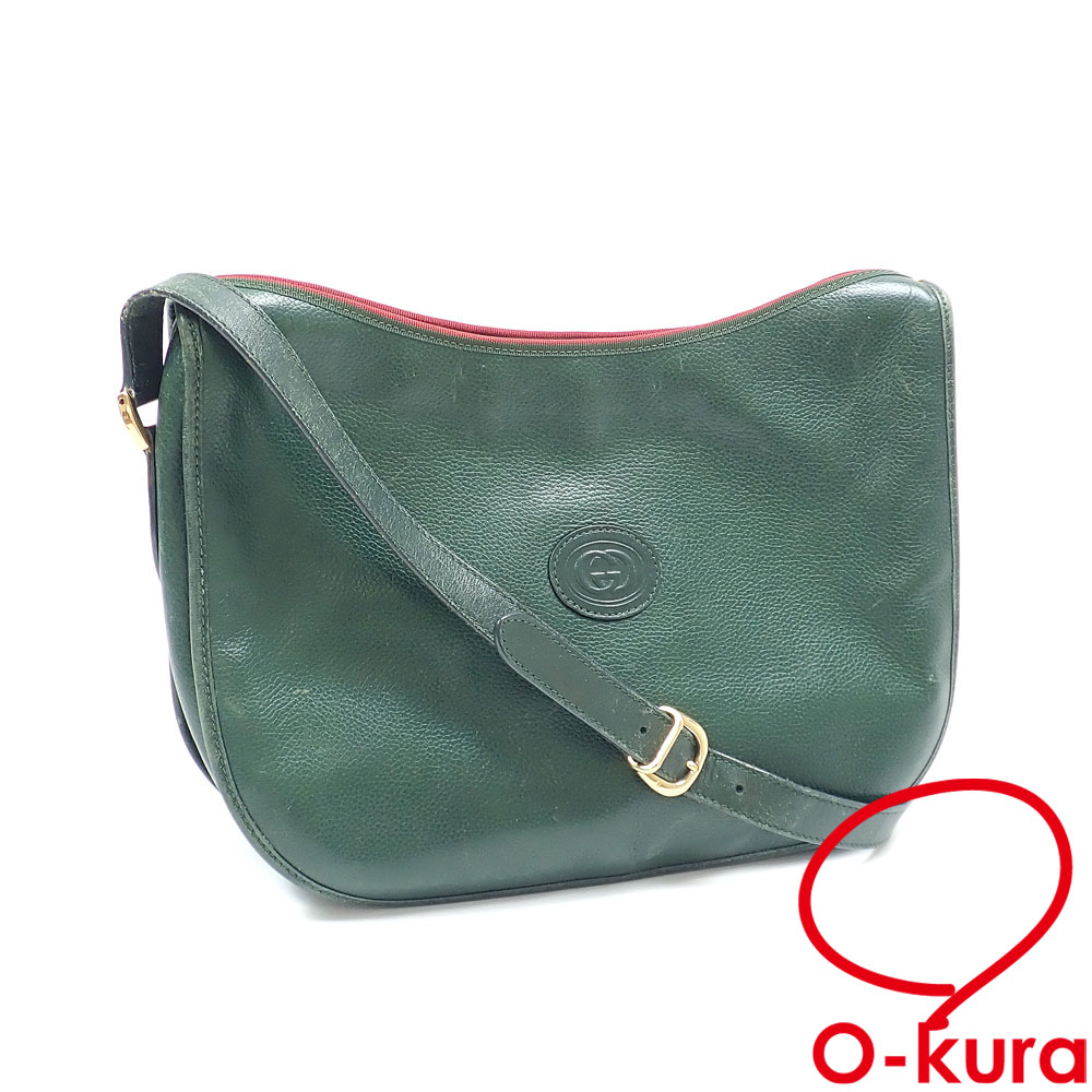 【中古】 グッチ ショルダーバッグ オールドグッチ レディース グリーン 緑 レザー 001.090.1036 肩掛け 斜め掛け
