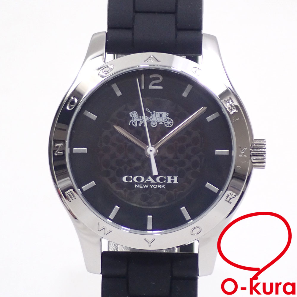 【中古】 コーチ 腕時計 レディース クォーツ SS ラバーベルト CA .79.7.95.1260 電池式 ブラック 黒 レディースウォッチ